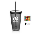 Double Wall Tumbler Cup with Chewing Gum - Charcoal Gray